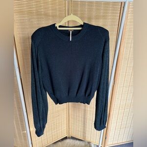 Free People Cropped Sweater with Metallic Thread - Sparkly & Stylish
